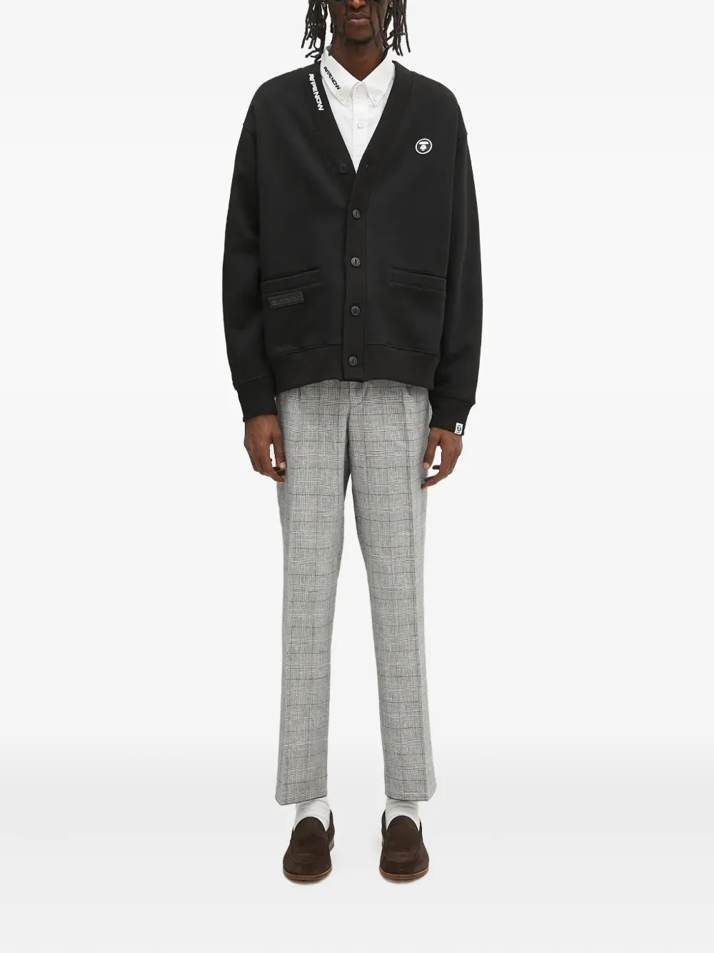 AAPE BY *A BATHING APE Moonface Logo buttoned cardigan Zwart