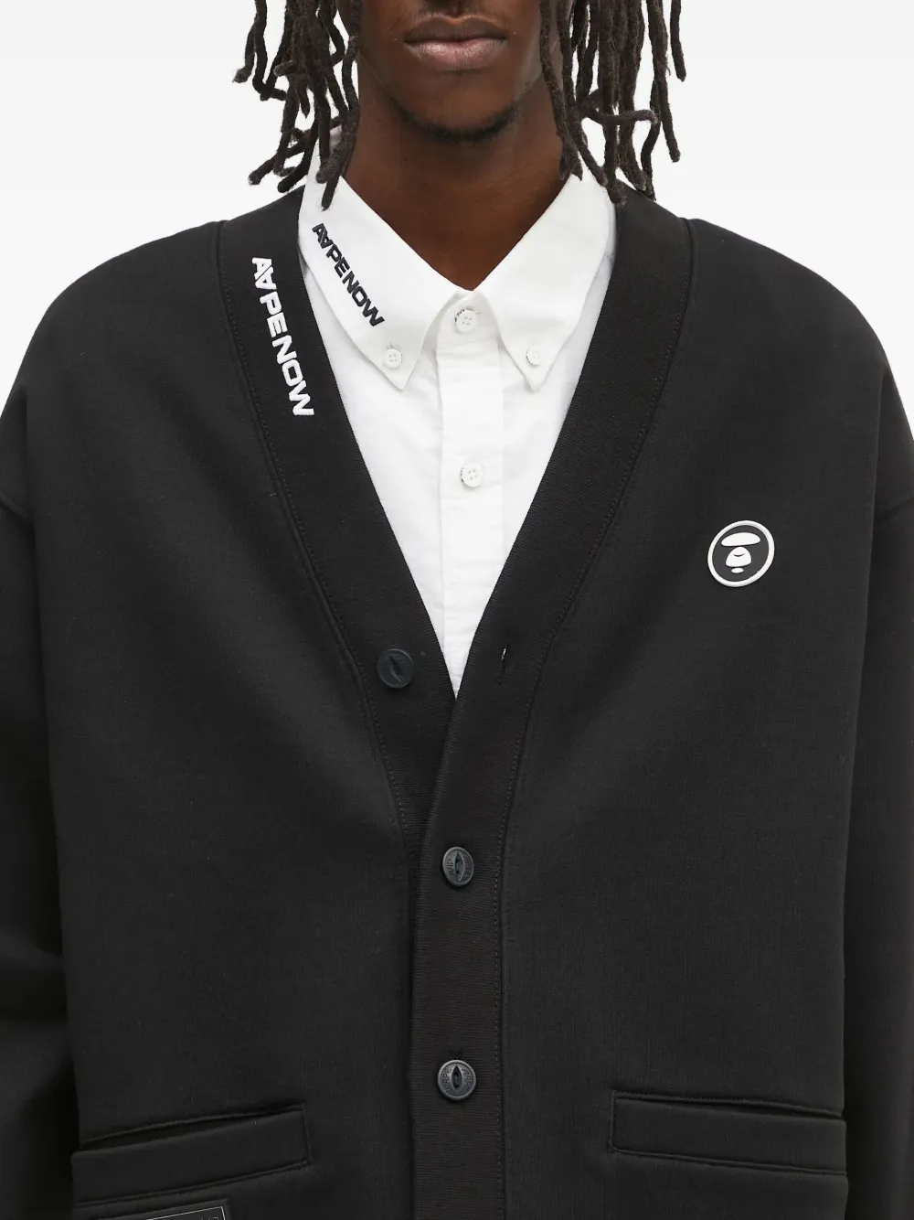 AAPE BY *A BATHING APE Moonface Logo buttoned cardigan Zwart