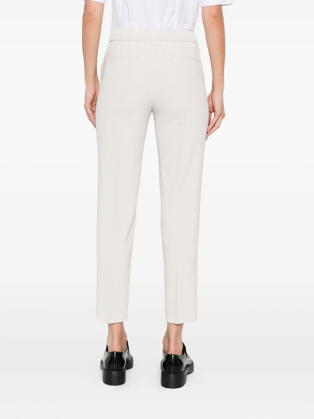 Peserico elastic-waistband side-stripe trousers Beige