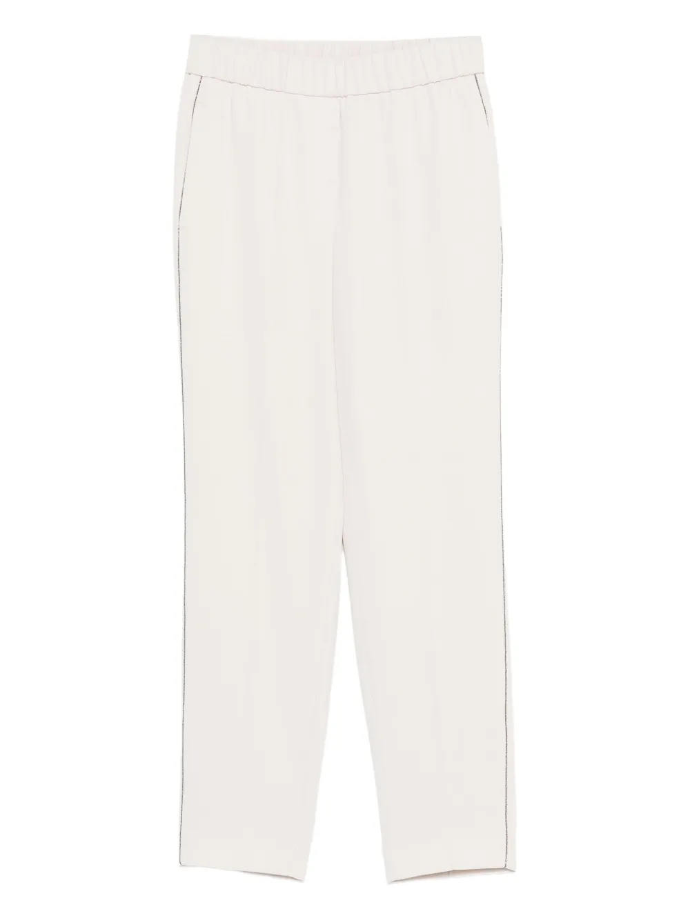 Peserico elastic-waistband side-stripe trousers Beige