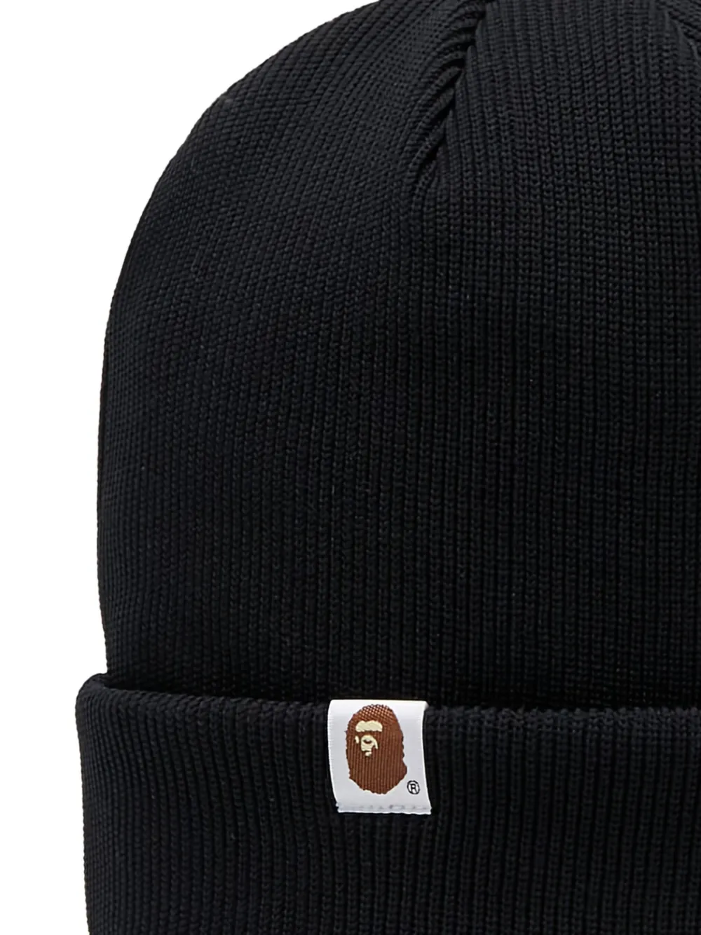 A BATHING APE logo knit cap Zwart