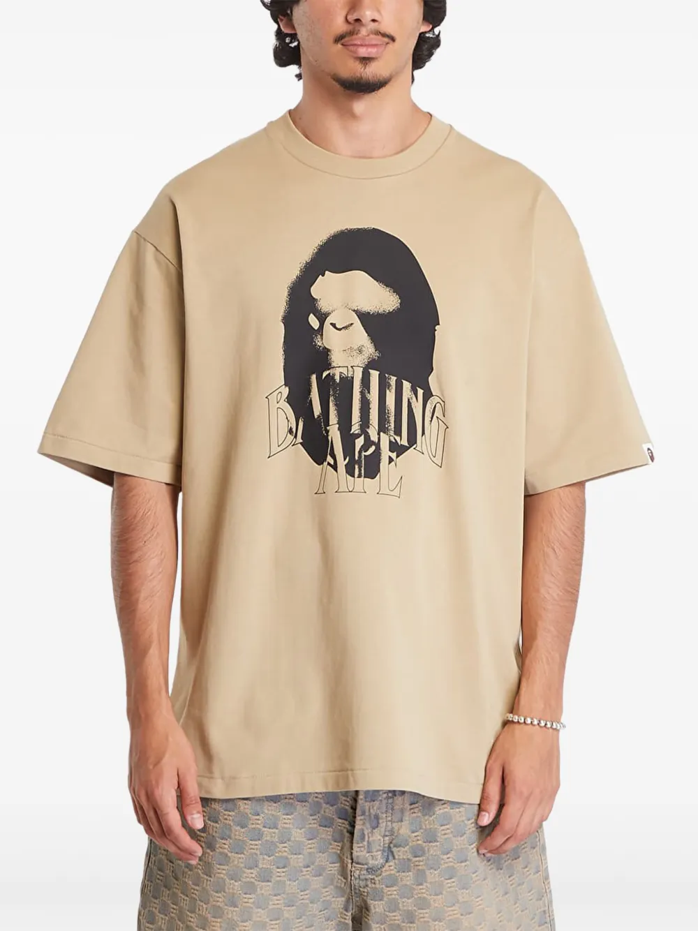 A BATHING APE T-shirt met grafische print Beige