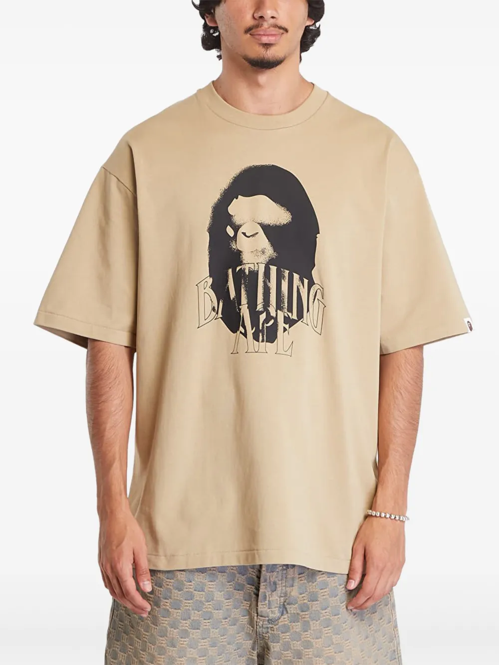 A BATHING APE T-shirt met grafische print Beige
