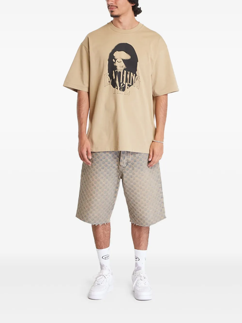 A BATHING APE T-shirt met grafische print Beige