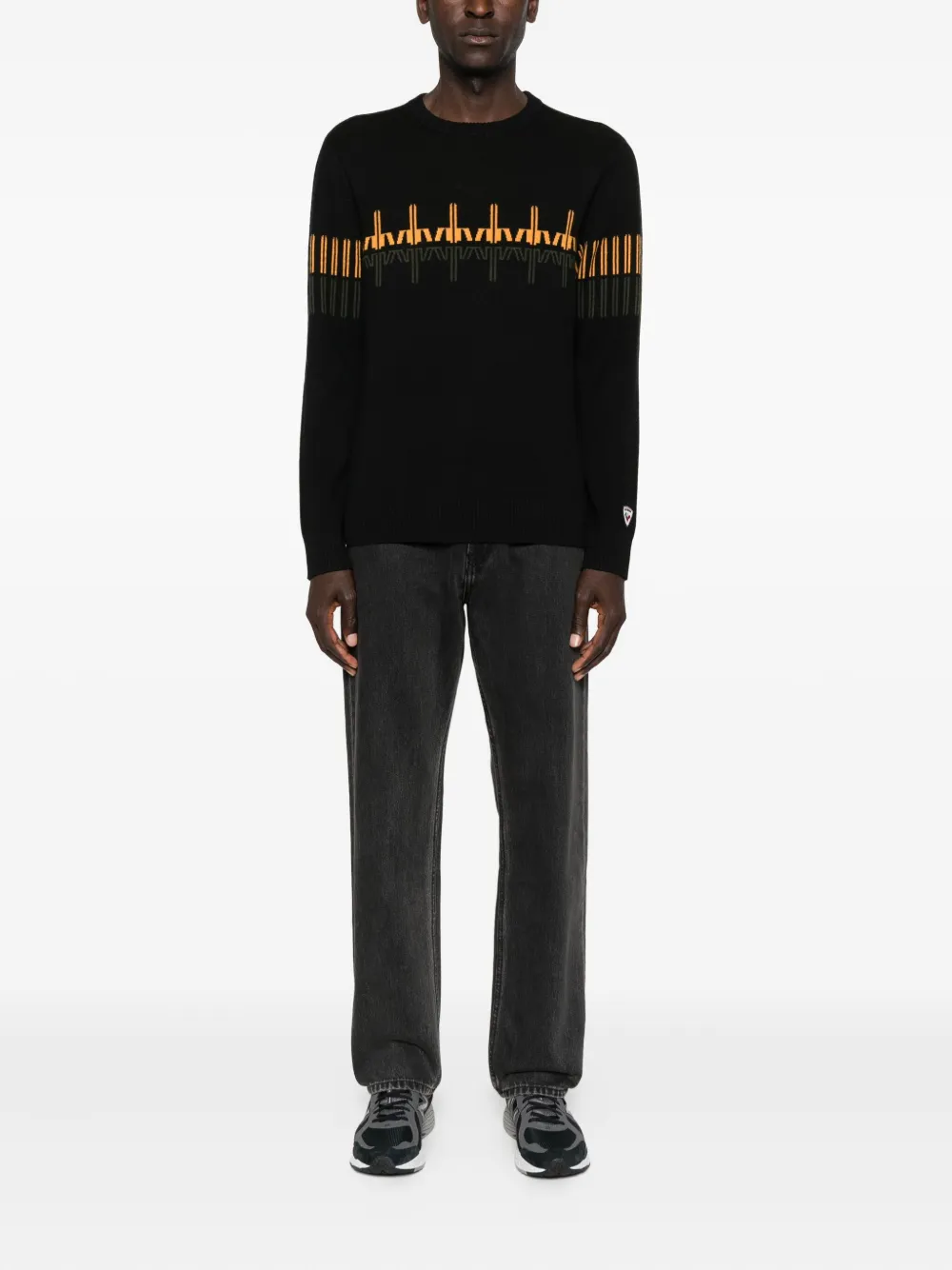 Rossignol patterned crew-neck sweater - Zwart