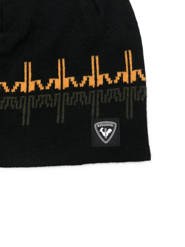 ⑥ ROSSIGNOL ニット帽 knit 柄 Rossignol patterned-intarsia Beanie | Black | FARFETCH CA