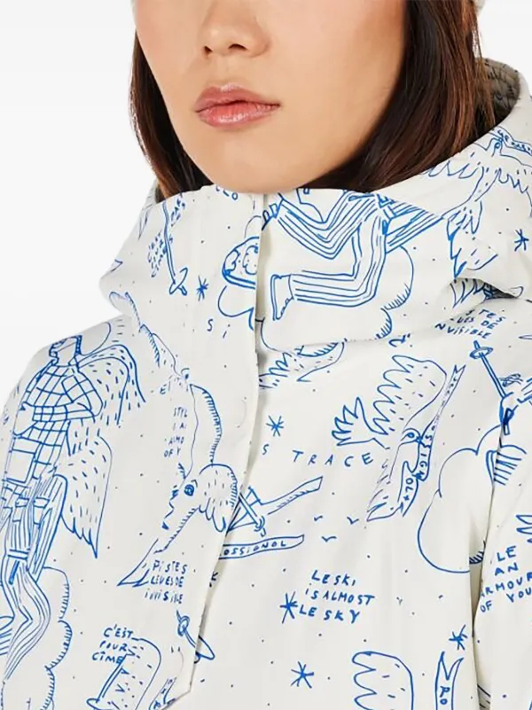 ROSSIGNOL ジャケット 灰 & パンツ 白　④ Rossignol x JCC graphic-pattern Hooded Jacket | White | FARFETCH GE
