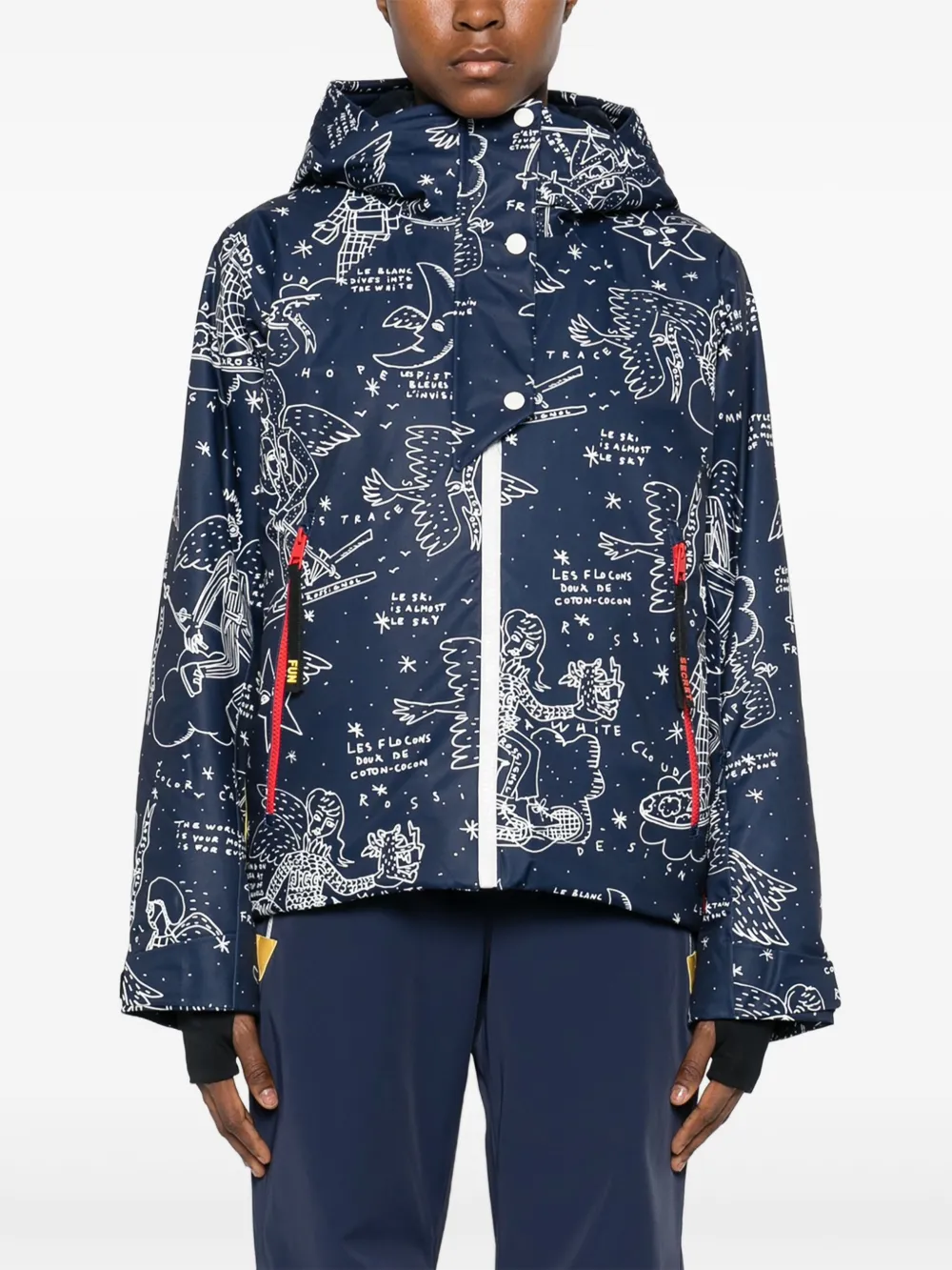 Rossignol Ski-jack met capuchon en print Blauw