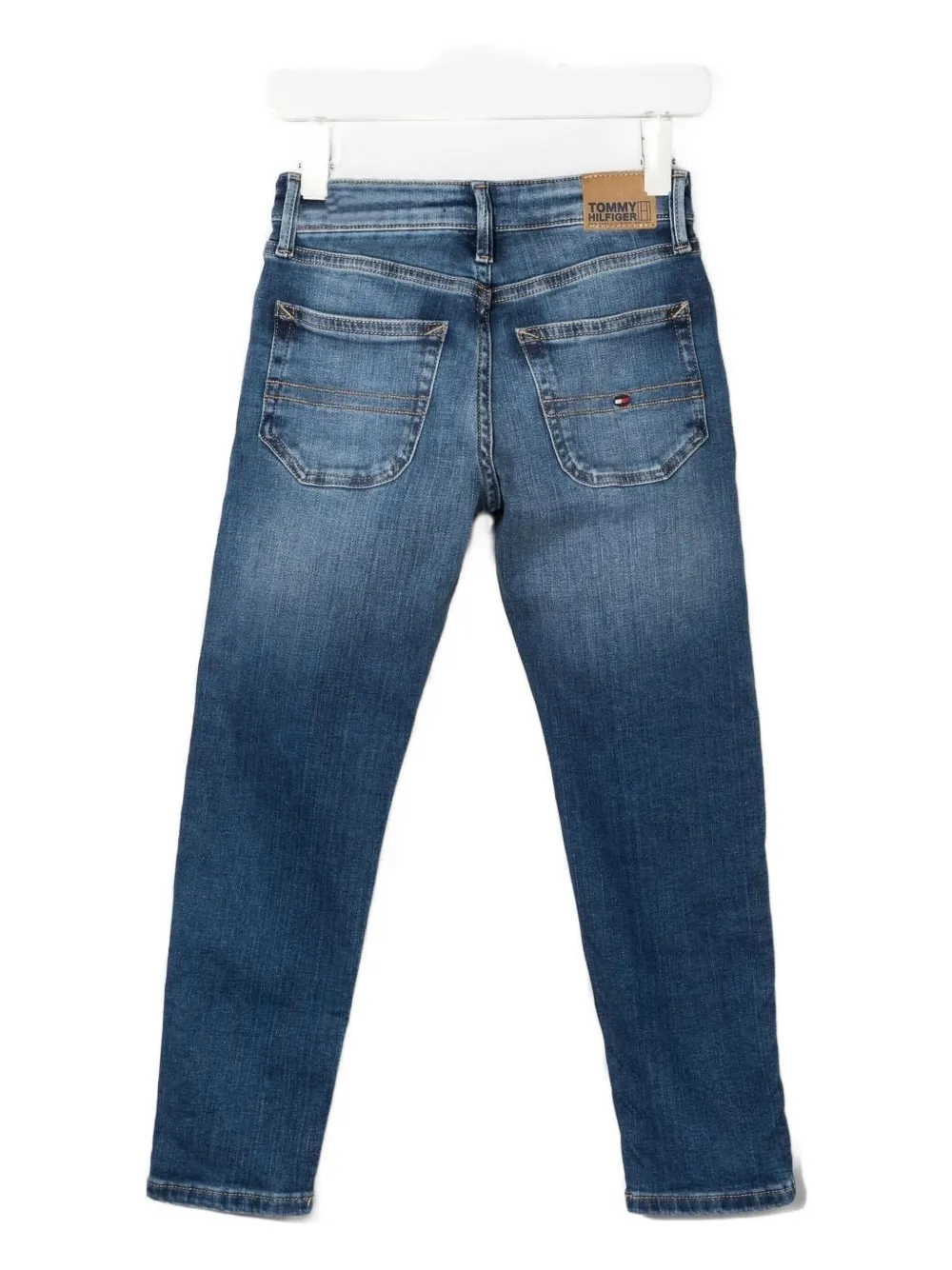 Tommy Hilfiger Junior logo-plaque denim jeans Blauw