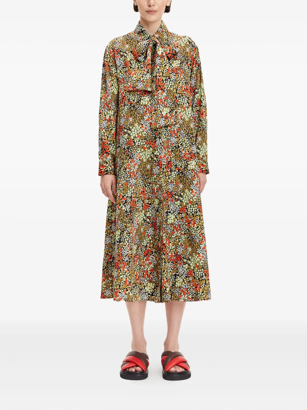 SAMSOE SAMSOE Asta floral-print shirt dress - Groen