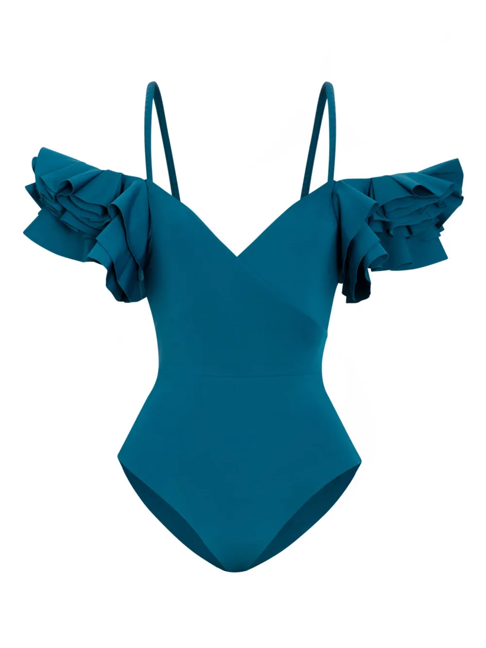 Maygel Coronel Blas ruffled swimsuit - ブルー Maygel Coronel Blas ruffled swimsuit - ブルー