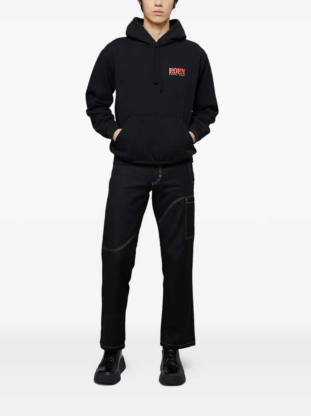 Eden Power Corp Logo-print Drawstring Hoodie In Black