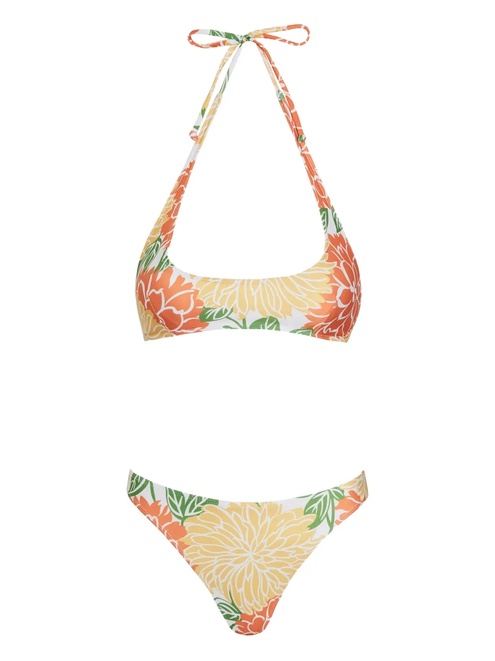 floral-print bikini