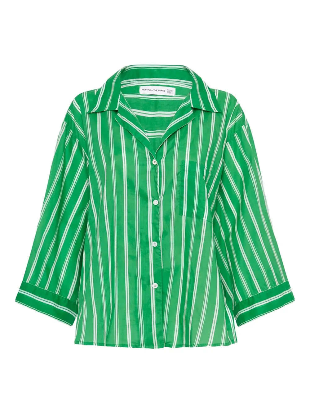 Faithfull the Brand Paradise striped cotton shirt Groen