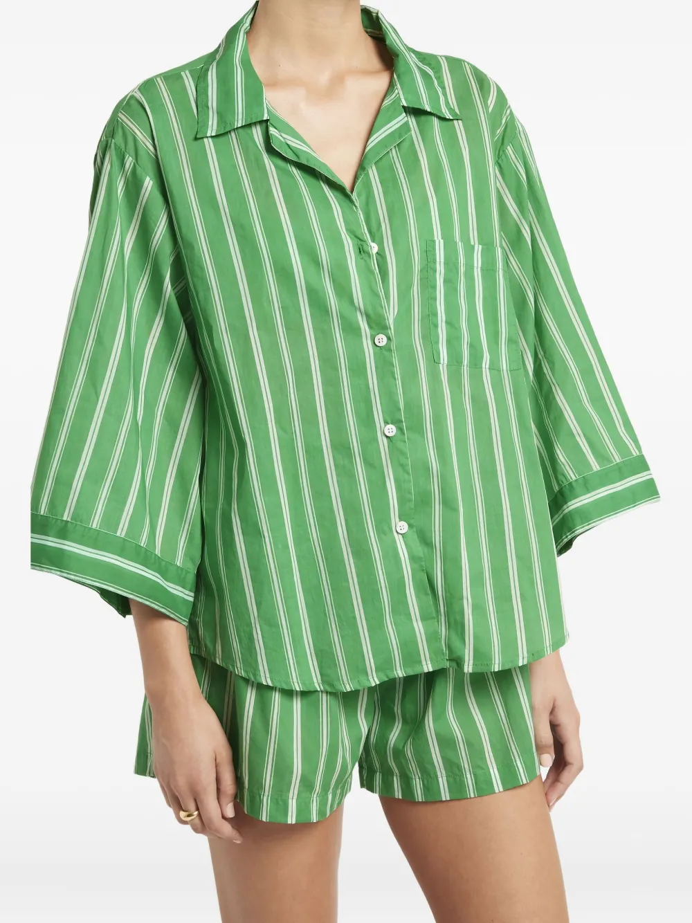 Faithfull the Brand Paradise striped cotton shirt Groen