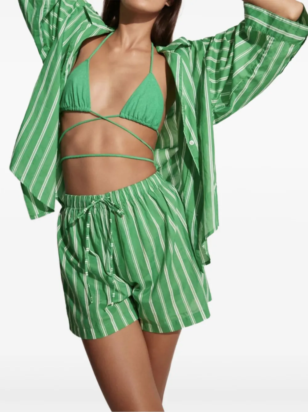 Faithfull the Brand Paradise striped cotton shirt Groen