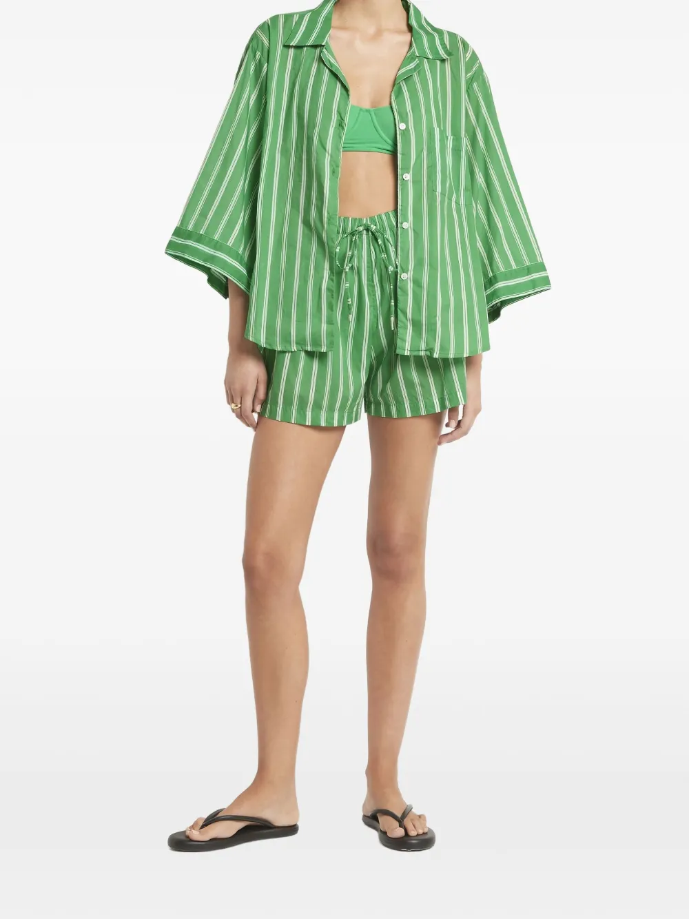 Faithfull the Brand Paradise striped cotton shirt Groen