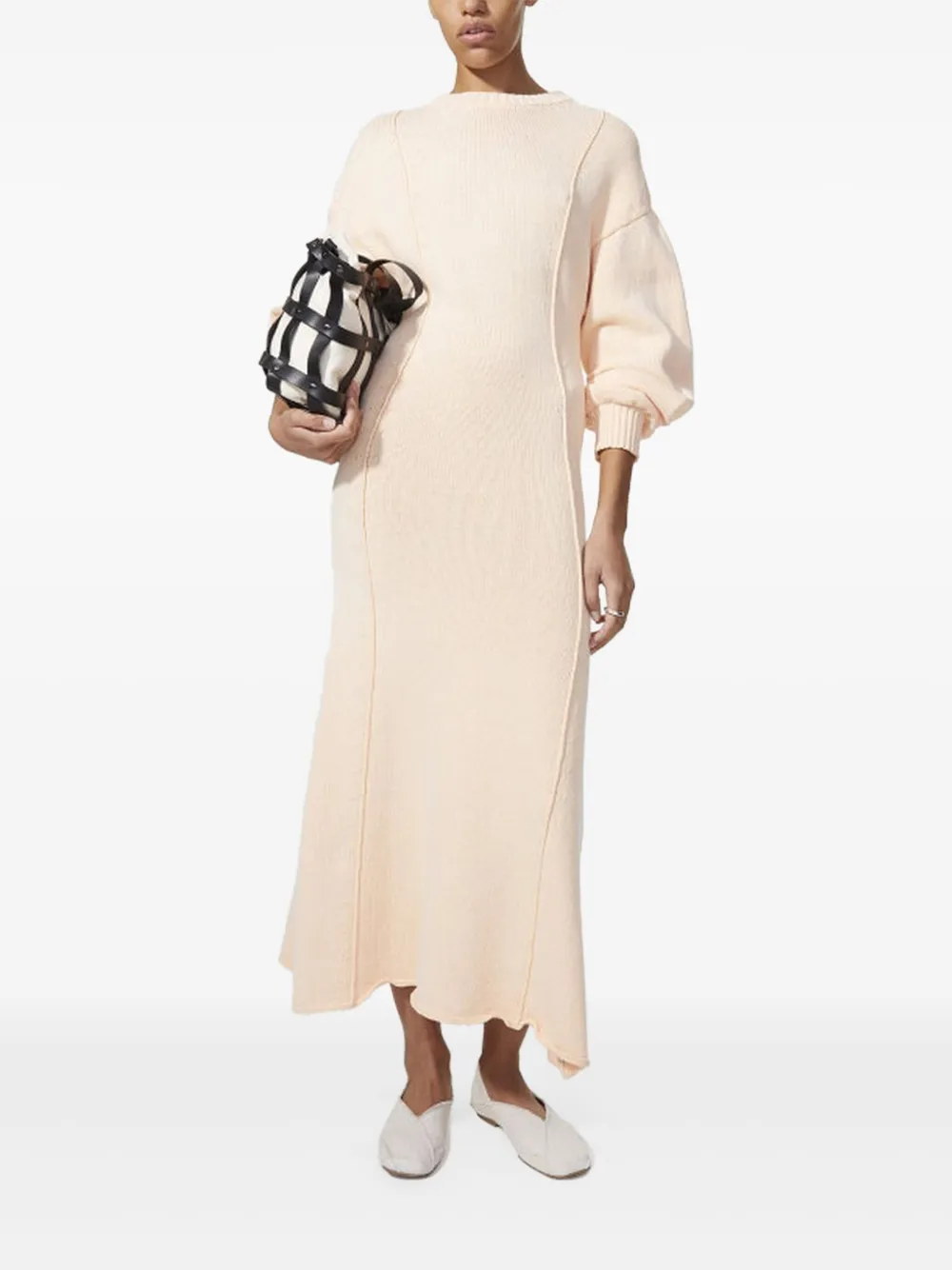 Rodebjer cuffed-sleeves midi dress Beige
