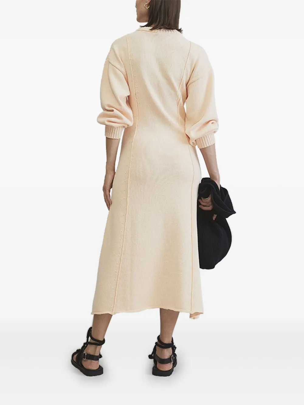 Rodebjer cuffed-sleeves midi dress Beige