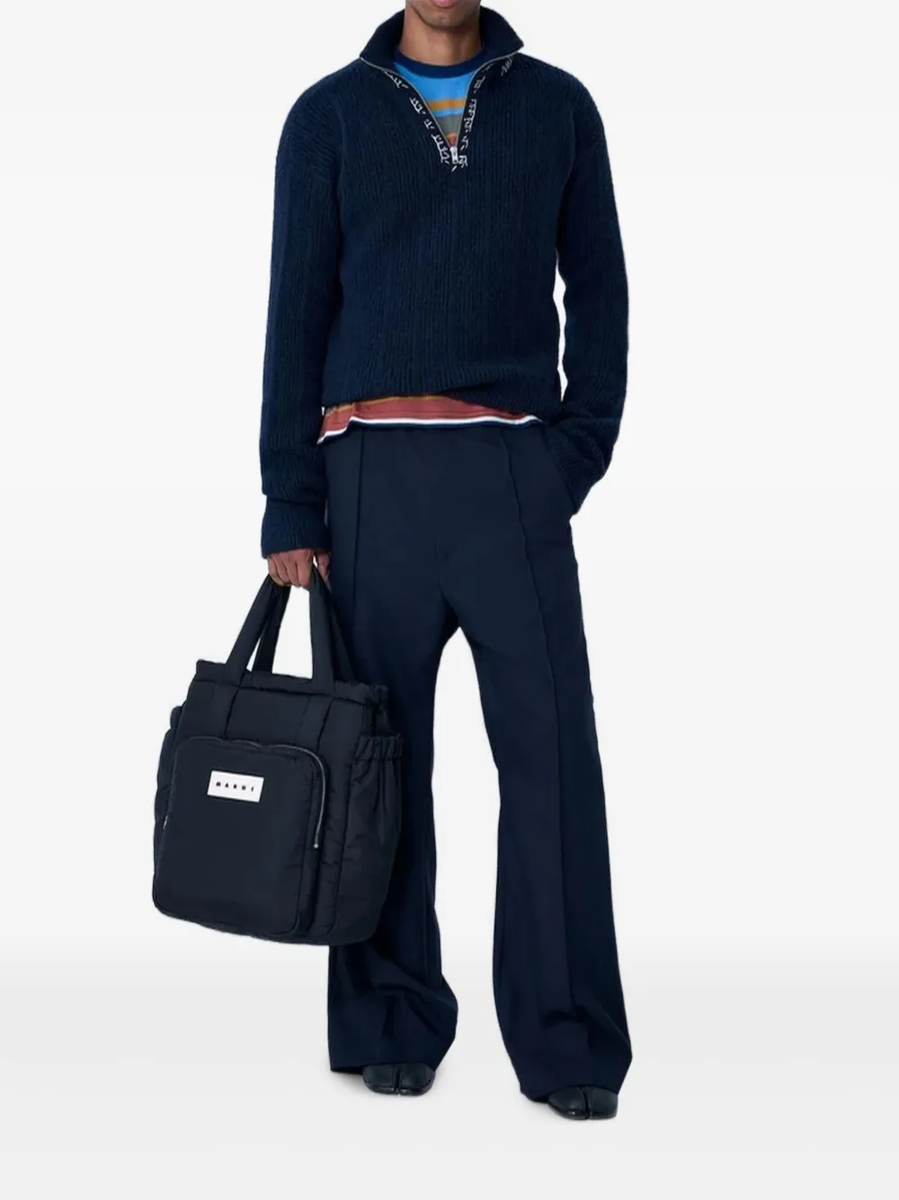 Marni logo-embroidered ribbed-knit sweater | Knitted Sweaters | Image 2