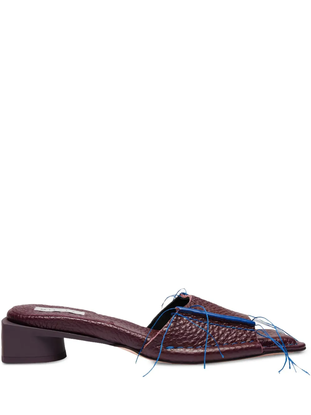 30mm Fifi square-toe frayed-edge mules