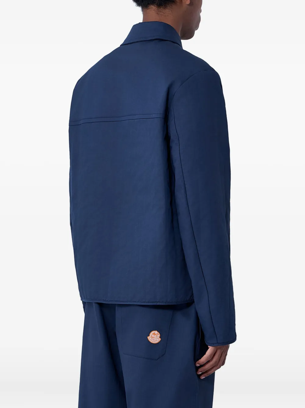 Moncler Jack met lammy kraag en logopatch Blauw