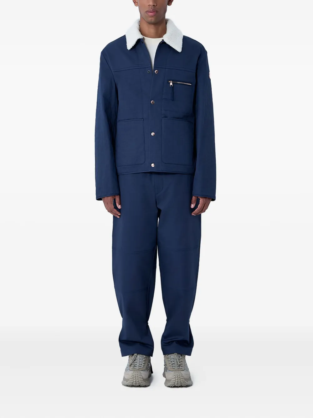Moncler logo-patch shearling-collar jacket | Shirt Jackets | Image 2