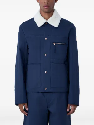Moncler Checked zip-up Shirt Jacket | Blue | FARFETCH