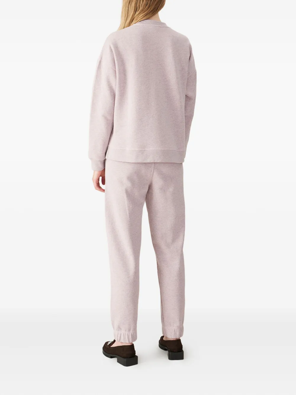 GANNI elastic-cuff cotton trousers Roze