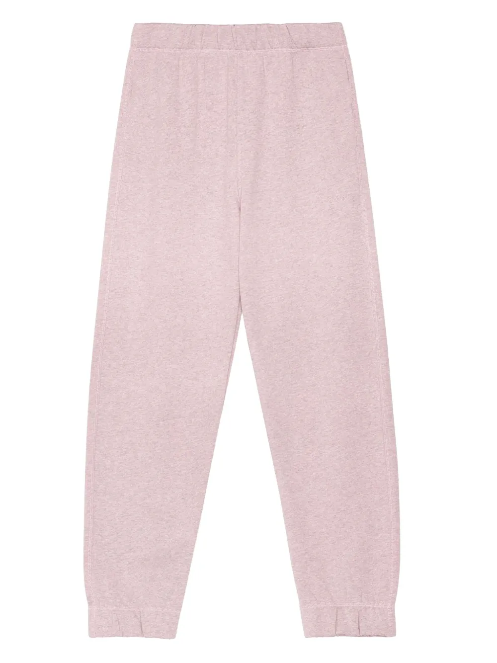 GANNI elastic-cuff cotton trousers Roze