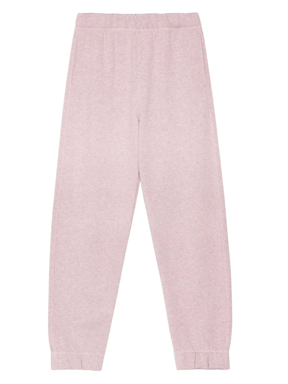 GANNI elastic-cuff cotton trousers Roze