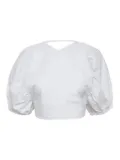 Gestuz Svala puff-sleeve lace-up top - White