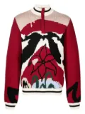 Bethany Williams abstract-floral half-zip sweater - Red