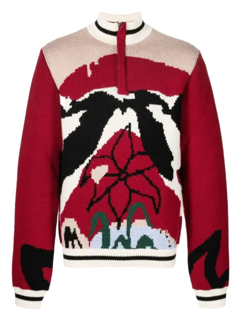 Bethany Williams abstract-floral half-zip sweater