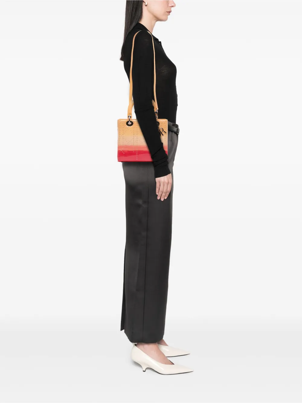Christian Dior Pre-Owned 2015 미디엄 페이턴트 옹브레 까나쥬 레이디 디올 사첼 백 | Pre-Owned | Image 2