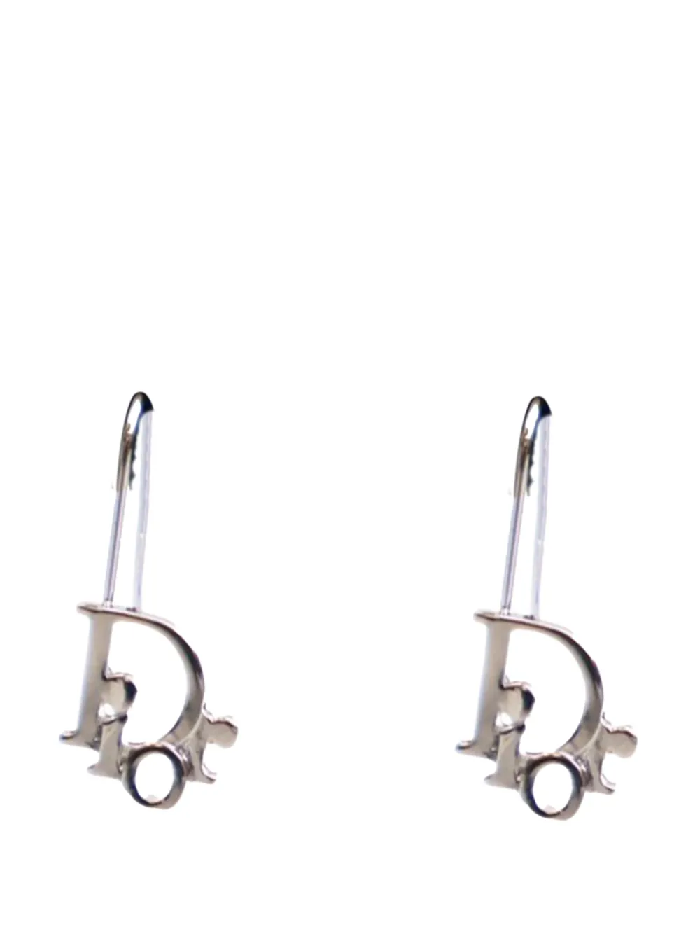 Christian Dior Pre-Owned 20th Century Palladium Plated Logo Drop Earrings costume earrings | Silver | Image 1