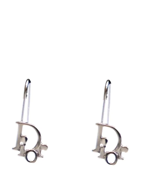 Christian Dior Pre-Owned 20th Century Palladium Plated Logo Drop Earrings costume earrings