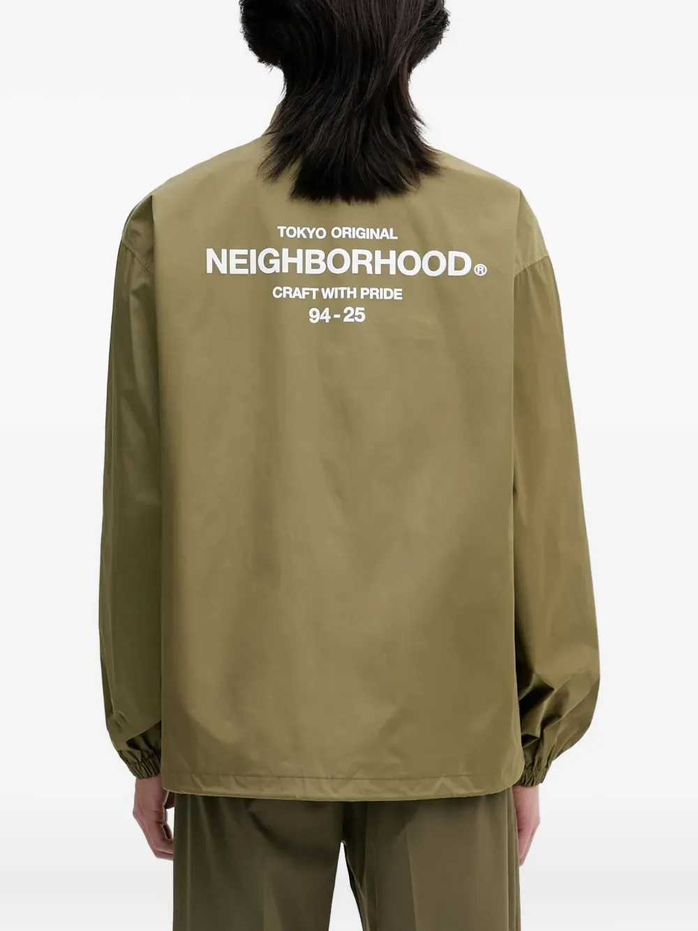 Neighborhood Windjack met logoprint en knoopsluiting Groen