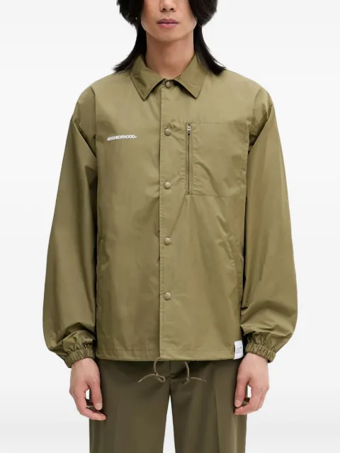 Neighborhood logo-print button-fastening windbreaker