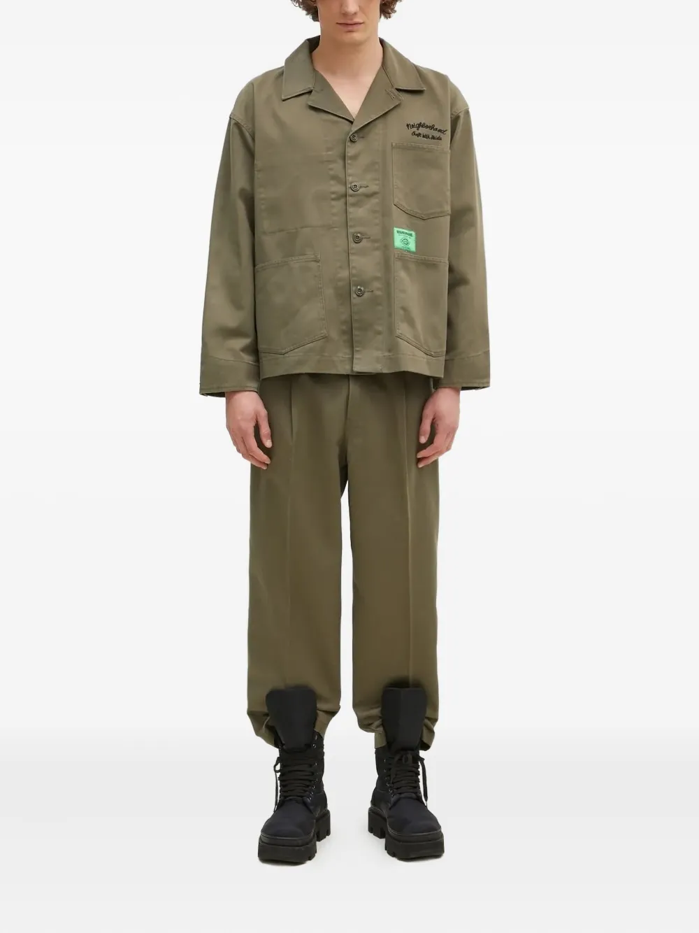 Neighborhood pleated-front trousers Groen