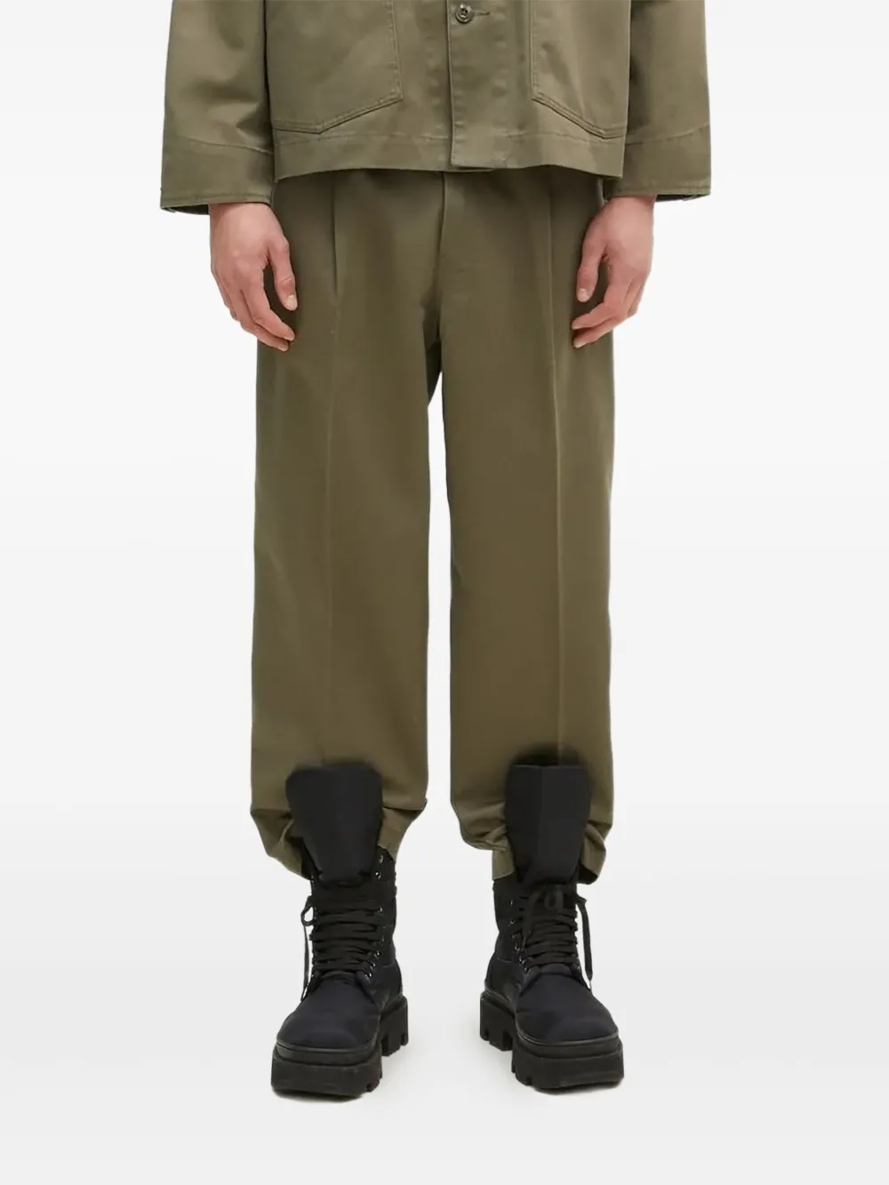 Neighborhood pleated-front trousers | Green | Image 1