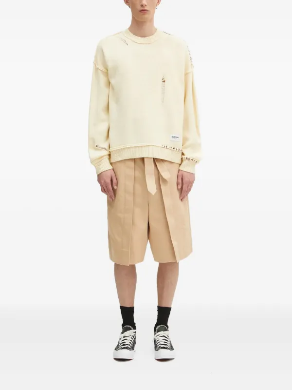 neighborhood ダメージ加工 クルーネックセーター Neighborhood ダメージ セーター | ニュートラル | FARFETCH JP