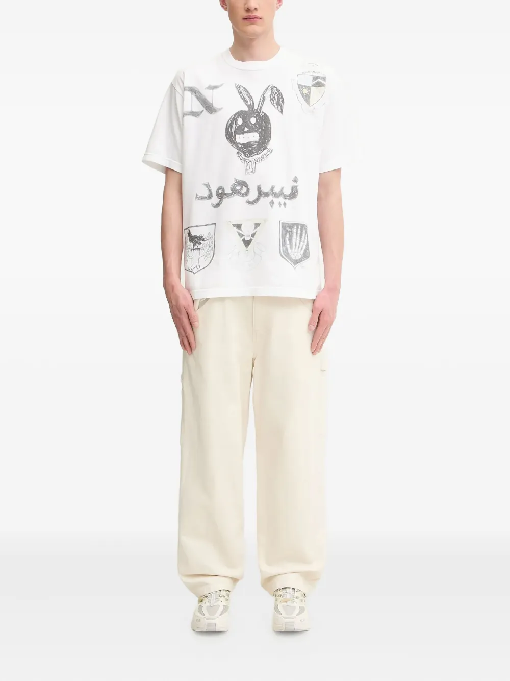Neighborhood T-shirt met grafische print Wit