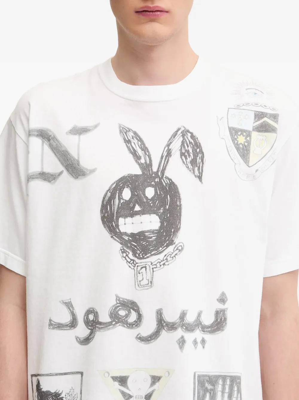 Neighborhood T-shirt met grafische print Wit