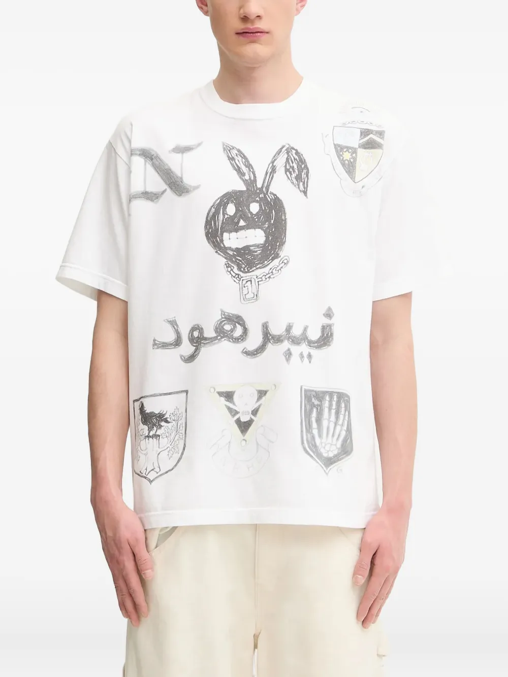Neighborhood T-shirt met grafische print Wit