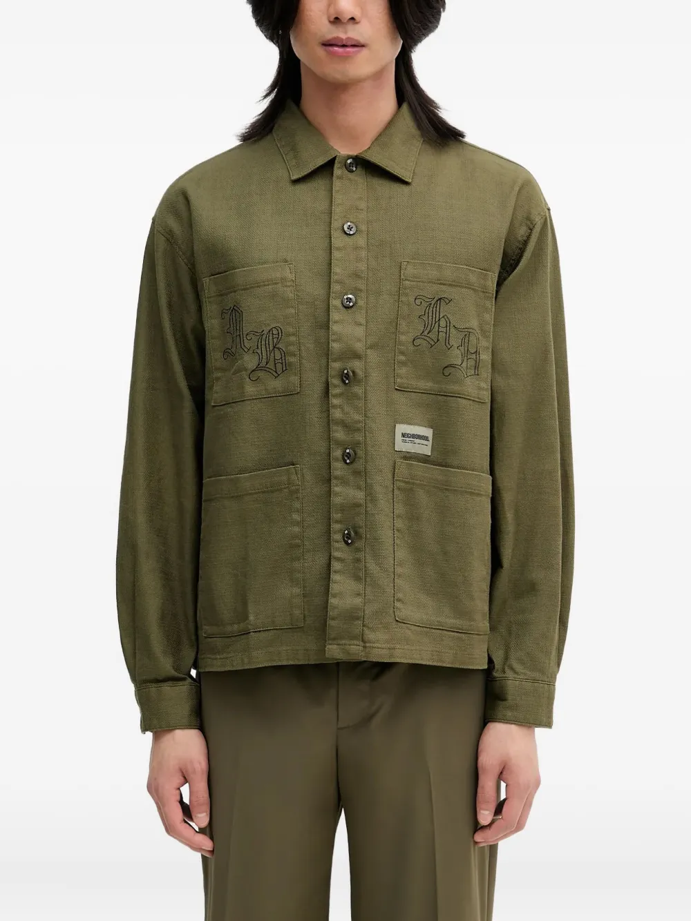 Neighborhood Shirtjack met borduurwerk Groen