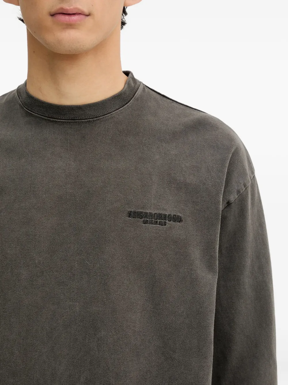 Neighborhood T-shirt met geborduurd logo Grijs