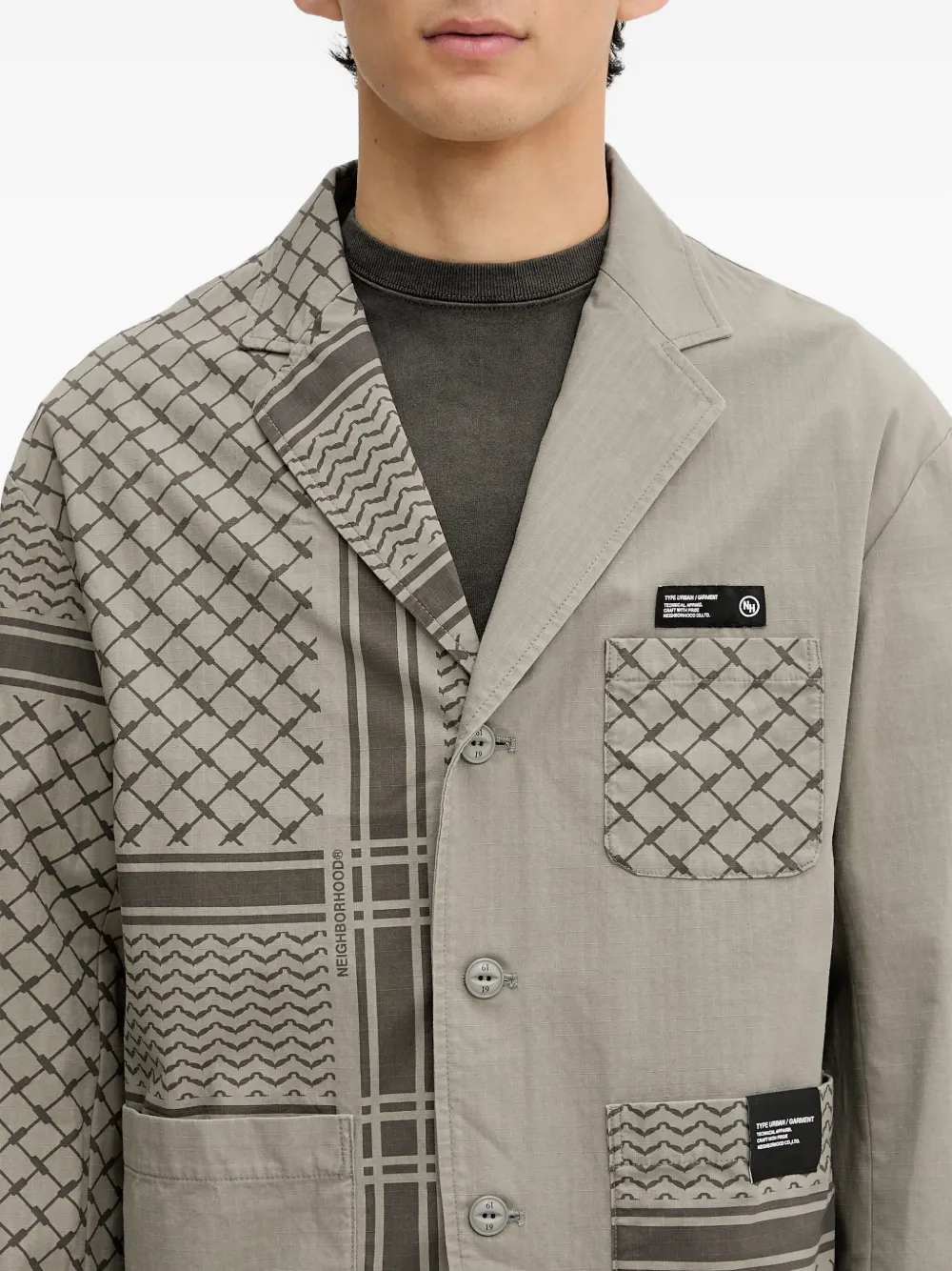 Neighborhood Shemagh blazer met patchwork Grijs
