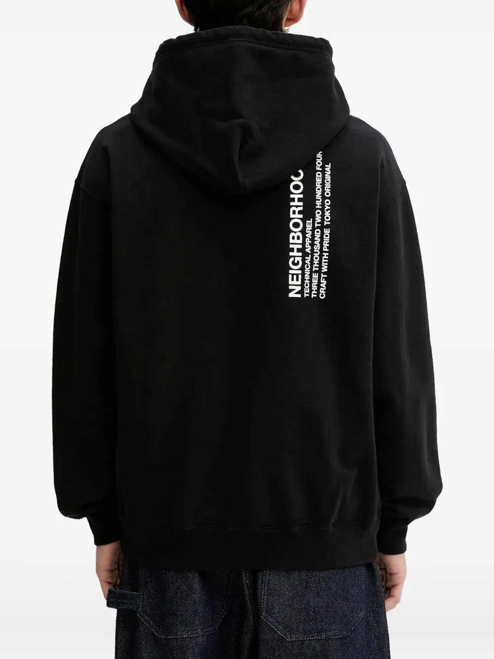 Neighborhood Hoodie met logoprint en rits Zwart