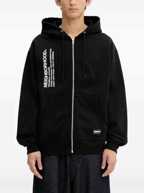Neighborhood zip-front logo-print hoodie